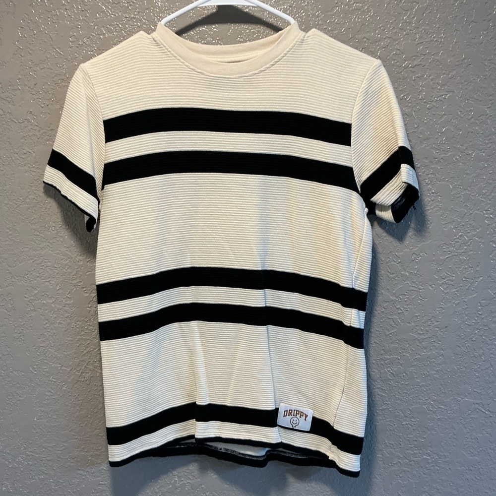 Eighty Eight Cream and Black Ribbed Tee
